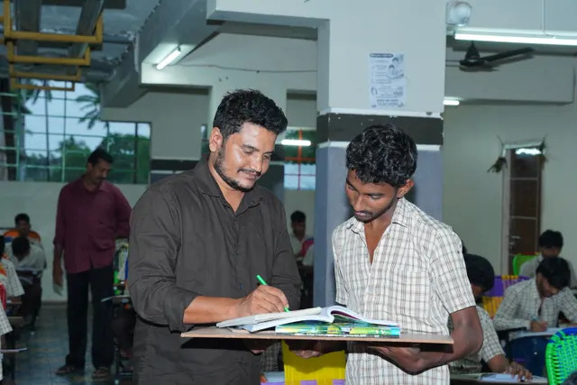 Reviewing study material with faculty